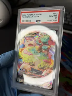 Pokemon 2020 Sword and Shield Base Set Snorlax VMAX #142/202 PSA 10 GEM MINT! - Image 2