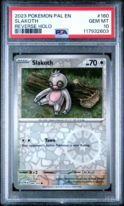 2023 POKEMON PAL EN-PALDEA EVOLVED #160 SLAKOTH REVERSE HOLO PSA 10 - Image 1