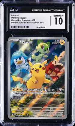 2023 POKEMON SVP EN-SV BLACK STAR PROMO #027 PIKACHU CGC 10 GEM MINT - Image 1