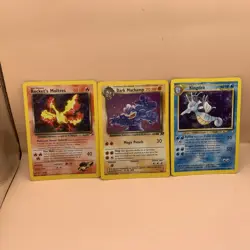 Vtg Pokemon Lot Of 3 Cards Rockets Moltres 12/132, Dark Machamp 10/82, Kingdra - Image 1