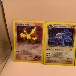 Vtg Pokemon Lot Of 3 Cards Rockets Moltres 12/132, Dark Machamp 10/82, Kingdra - Image 2