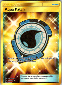 Aqua Patch 161/145 2017 S&M Guardians Rising Pokemon Card Gold Secret Rare - Nm - Image 1