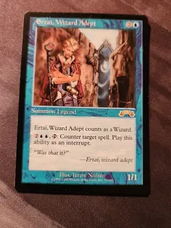 Vintage 1998 MTG Exodus Ertai Wizard Adept Card NM - Image 1