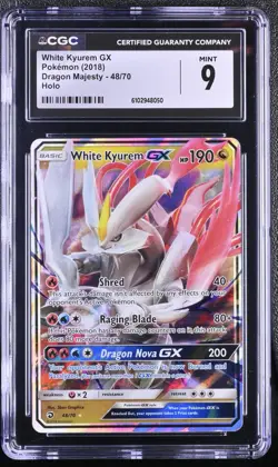 2018 POKEMON SUN & MOON DRAGON MAJESTY #48 WHITE KYUREM GX CGC 9 - Image 1