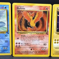 Pokemon TCG Legendary Bird Trio Moltres Zapdos Articuno Fossil Vintage Lot - Image 3
