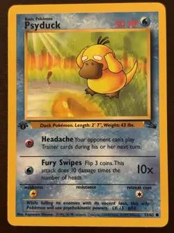 Pokemon TCG Psyduck Fossil 53/62 Common Basic 50 HP 1st Edition English 1999 - Image 1