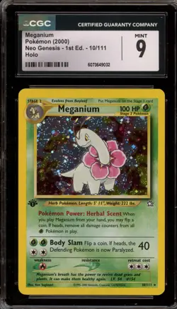Pokemon Meganium Neo Genesis 1st Edition Holo Rare #10 CGC 9 Mint - Image 1