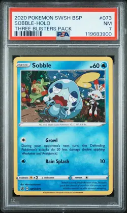 2020 POKEMON SWSH BLACK STAR PROMO THREE BLISTERS PACK #073 SOBBLE-HOLO PSA 7 - Image 1