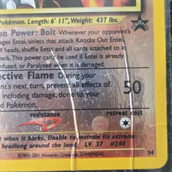 Entei WOTC Black Star Promos Reverse Holo #34 Pokemon - Image 3