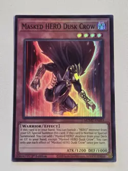 Masked HERO Dusk Crow MZMU-EN014 Super Rare Yugioh Maze of Muertos 1st Edition - Image 1