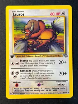 Tauros 47/64 1st Edition Jungle - WOTC Pokemon Card LP - Image 1