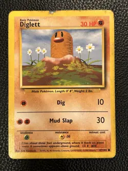 Pokemon Card Diglett 47/102 Base Set Error Fighting Symbol Misprint LP - Image 1