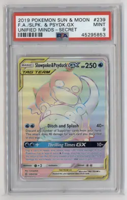 Pokemon Card Slowpoke & Psyduck GX #239/236 PSA 9 Secret Unified Minds - Image 1