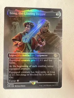 MTG Sting, the Glinting Dagger *BORDERLESS FOIL* The Lord of the Rings 0409 NM - Image 1