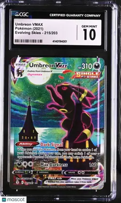 2021 Pokemon Evolving Skies Umbreon VMAX Holo Secret CGC 10 215/203 Moonbreon - Image 1