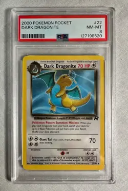 2000 Pokemon TEAM ROCKET #22 DARK DRAGONITE PSA 8 NM-MT - Image 1