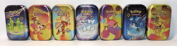 LOT OF 7 Empty Pokemon TCG Mini Tins Various Designs S&V 151 & Paldean Fates - Image 1