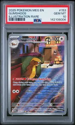 2025 POKEMON MEG EN-MEGA EVOLUTION ILLUSTRATION RARE #153 GUMSHOOS PSA 10 - Image 1