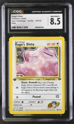 Pokemon Koga's Ditto 10/132 Gym Challenge - 1st Edition Rare Holo CGC 8.5 - Image 1