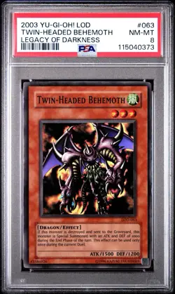 2002 Yu-Gi-Oh! Twin-Head Behemoth Legacy of Darkness LOD Unlimited Super PSA 8 - Image 1