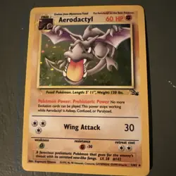 Pokemon TCG Aerodactyl Fossil Holo Card 1/62 Unlimited Rare - Image 1