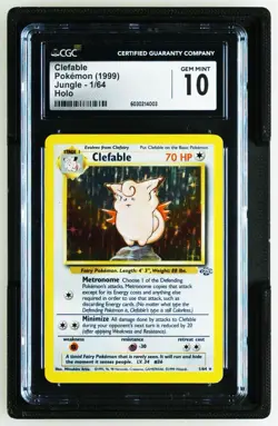 CGC 10 GEM MINT Clefable 1999 Jungle 1/64 Holo Pokemon Card - Image 1