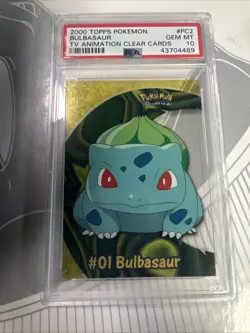 2000 TOPPS POKEMON TV ANIMATION CLEAR CARDS #PC2 BULBASAUR PSA 10 Gem Mint - Image 1