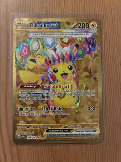 Pokemon Card TCG Sv08: Surging Sparks Pikachu EX Hyper Rare Gold 247/191 M/NM - Image 1