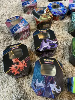 Pokemon Collectible Empty Tin Lot and Cards Great Condition Assorted - Image 2