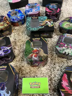 Pokemon Collectible Empty Tin Lot and Cards Great Condition Assorted - Image 3
