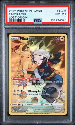 Pokemon TCG Pikachu TG05/TG30 Lost Origin Trainer Gallery Ultra PSA 8 - Image 1