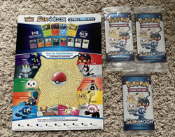 Lot of 3 General Mills 2017 Pokemon Sun & Moon Trading Card 3 Pack + Back of Box - Image 1