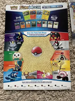 Lot of 3 General Mills 2017 Pokemon Sun & Moon Trading Card 3 Pack + Back of Box - Image 2