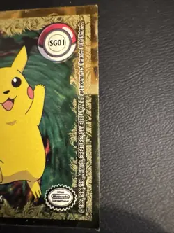 Rare Premier edition Pokemon chase sticker #SG01 Pikachu Art box 1995 Gold Foil - Image 3