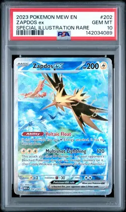 2023 Pokemon Mew EN-151 Zapdos EX Rare Special Illustration Rare PSA 10 #202 - Image 1