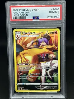 2022 POKEMON SWORD & SHIELD LOST ORIGIN #TG03 FULL ART/CHARIZARD PSA 10 - Image 1