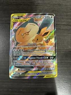 Pokemon Eevee & Snorlax GX TAG TEAM Full Art Promo Holo SM169 270 HP English - Image 3
