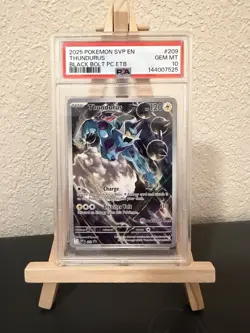 2025 POKEMON BLACK BOLT POKEMON CENTER ETB PROMO SVP #209 THUNDURUS PSA 10 - Image 1