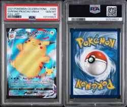2021 POKEMON CELEBRATIONS #009 FULL ART/SURFING PIKACHU VMAX PSA 10 - Image 3