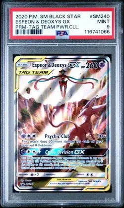 Pokemon TCG - Espeon & Deoxys GX #SM240 - Tag Team - PSA 9 - Image 1