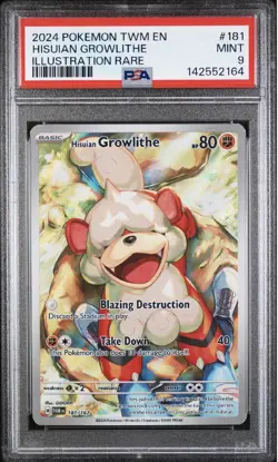 2024 POKEMON TWM ENHISUIAN GROWLITHE ILLUSTRATION RARE#181MINT9 - Image 1