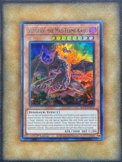 Yugioh Dogoran, the Mad Flame Kaiju BLC1-EN033 Ultra Rare 1st Ed SILVER NM - Image 1