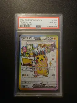 PSA 10 Pikachu ex 219/191 Ultra Rare Surging Sparks SSP Pokemon Card - GEM MINT - Image 1
