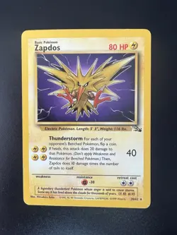 Zapdos 30/62 - Pokemon Fossil Unlimited Rare Card WOTC - MP - Image 1