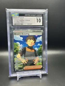 BROCK'S SCOUTING POKEMON 2025 JOURNEY TOGETHER ULTRA RARE HOLO CGC 10 - Image 1