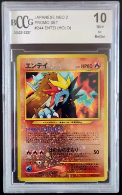 Entei 2000 Pokemon Japanese Neo 2 Promo Reverse Foil #244 BCCG 10 Mint - Image 1