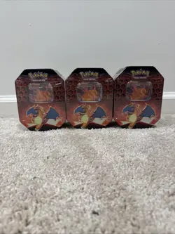 Pokemon TCG Hidden Fates Tin Charizard GX Factory Sealed Bundle (3) - Image 1