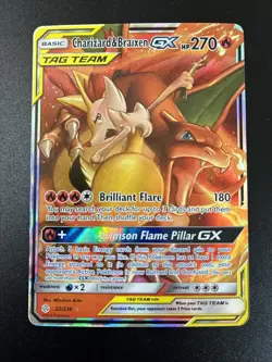Pokemon Charizard & Braixen GX TAG TEAM Holo SM-Cosmic Eclipse 22/236 - Image 1
