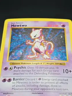 Mewtwo 10/102 Pokemon Base Set Shadowless Holo Rare WOTC Vintage MP - Image 3