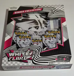 Pokemon White Flare Binder Collection New 5 Booster Packs - Image 1